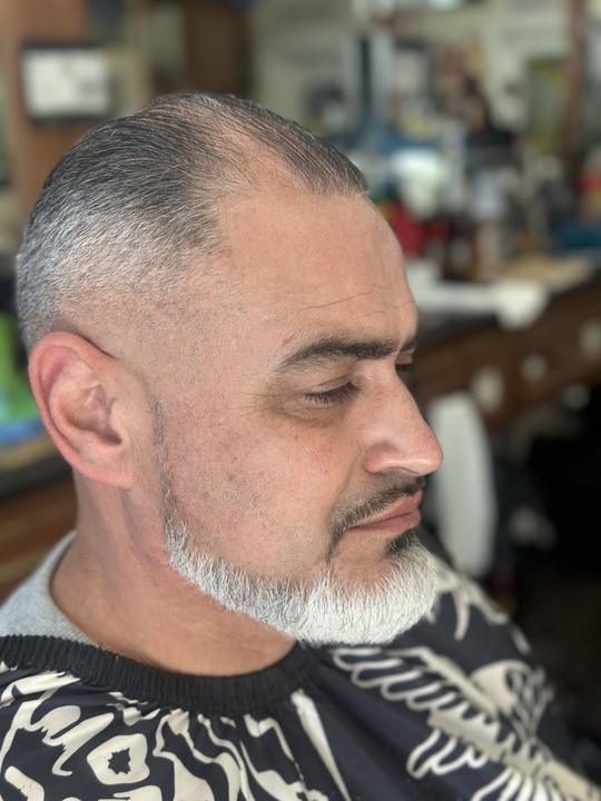 Salt-and-pepper cut and beard trim