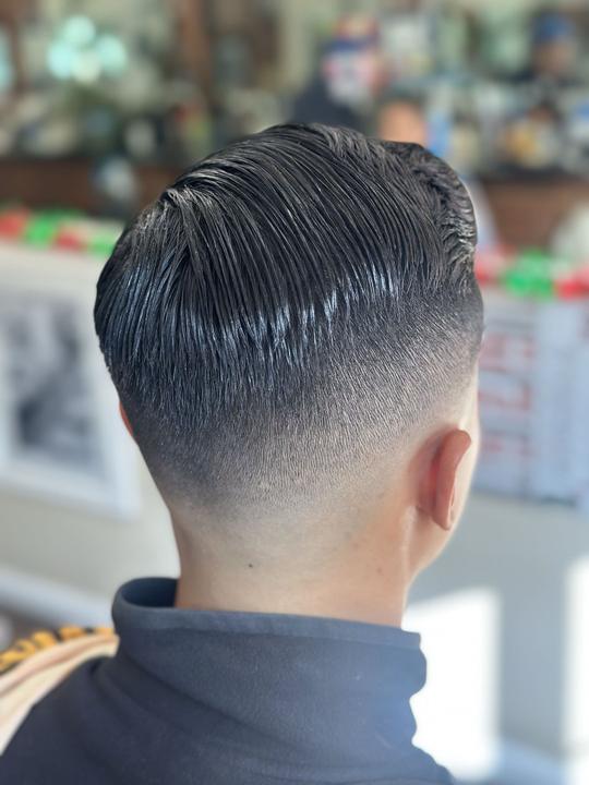 Clean nape line-up, back view
