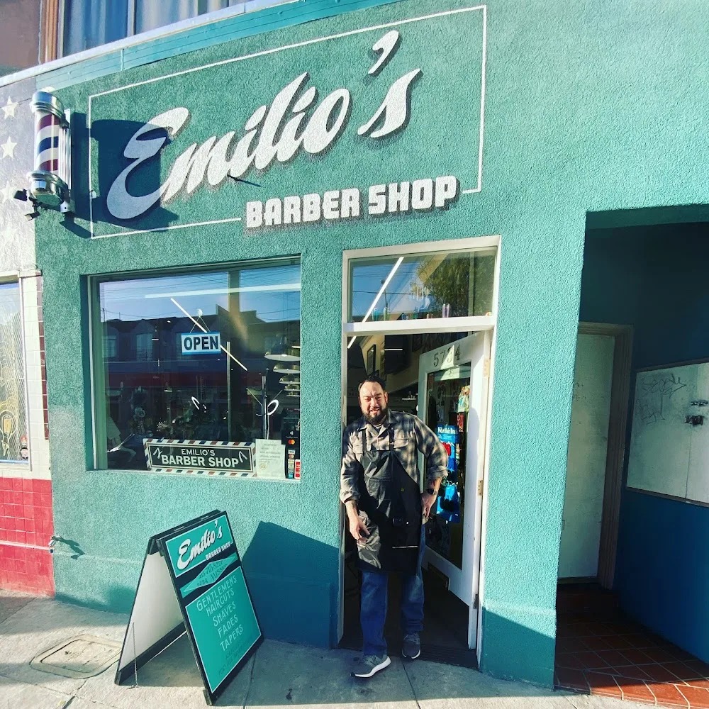 The teal storefront at 5734 Mission St